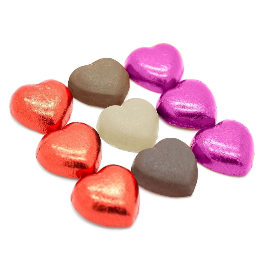 Assorted mini heart shaped chocolates